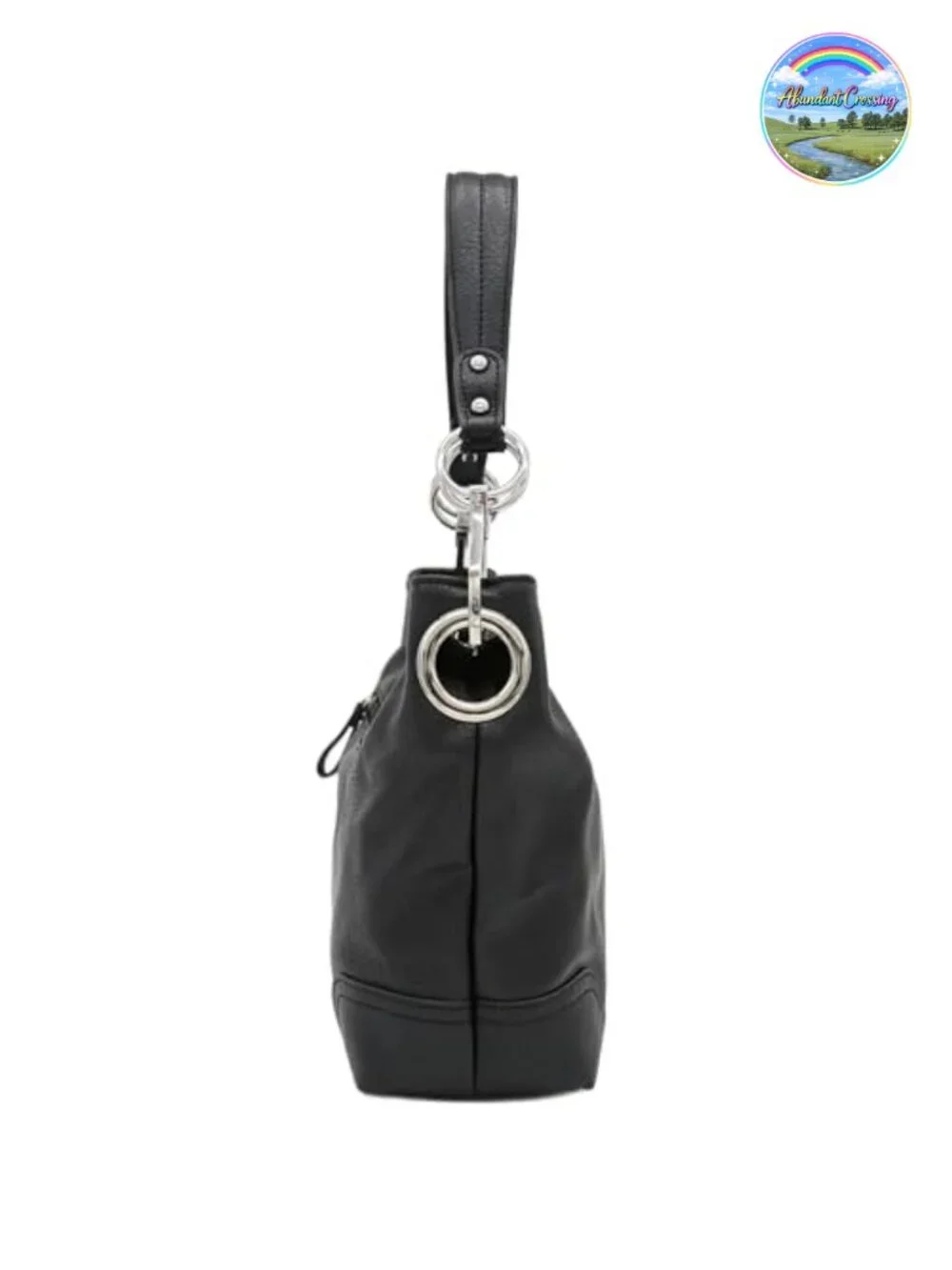 Faux Leather Hobo Shoulder Bag with Big Snap Hook Hardware